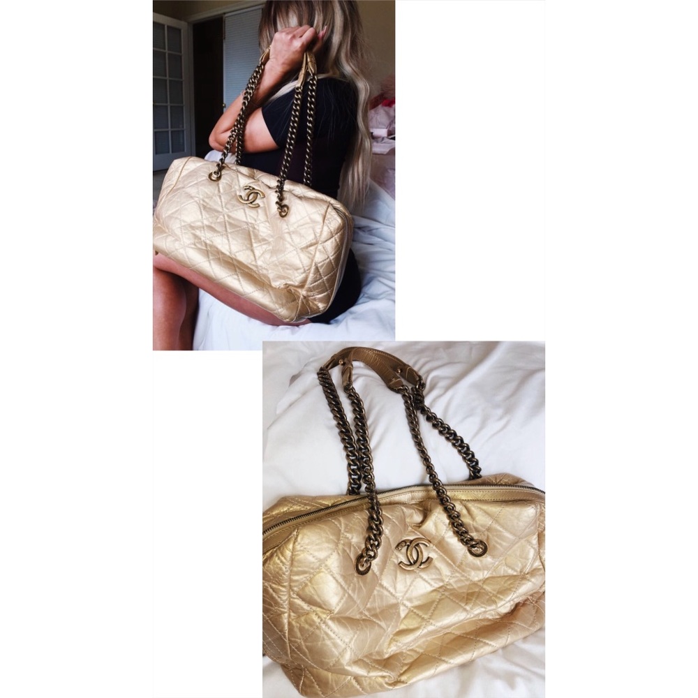 GOLD QUILTED LEATHER CHANEL BAG